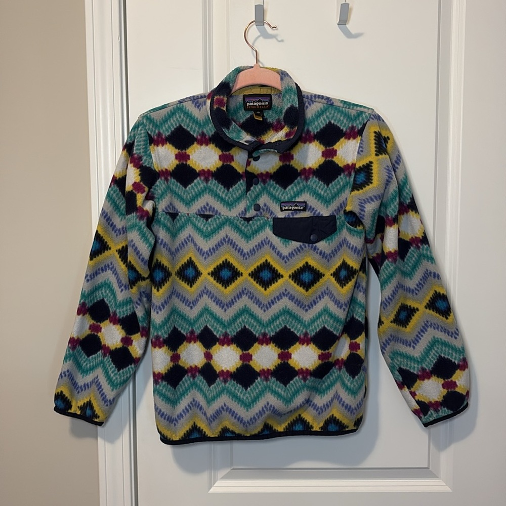 Patagonia Women's Lightweight Synchilla® Snap-T Pullover Aztec Print - Picture 2 of 8